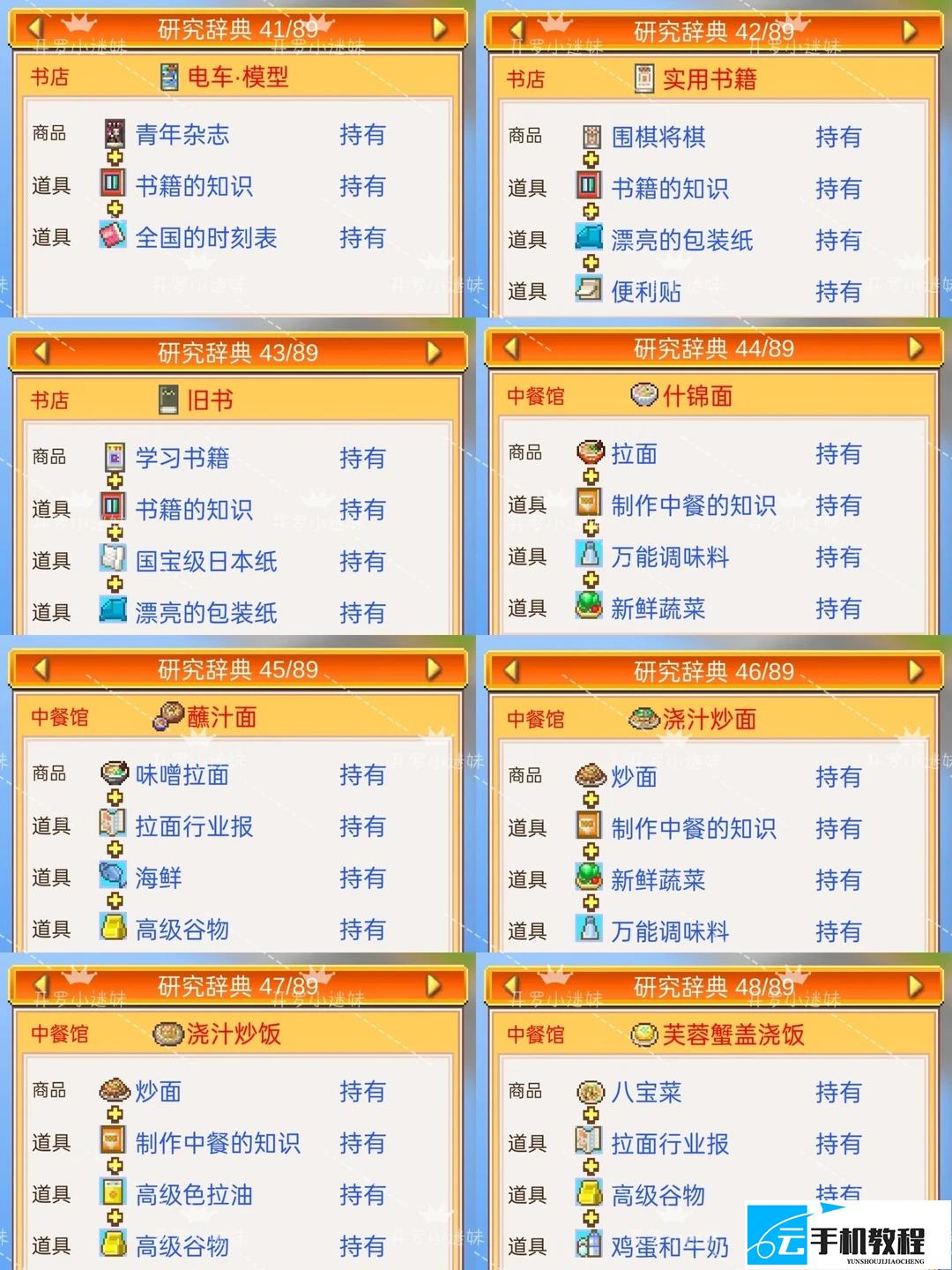 开罗梦想商店街物语研究辞典 组合大全