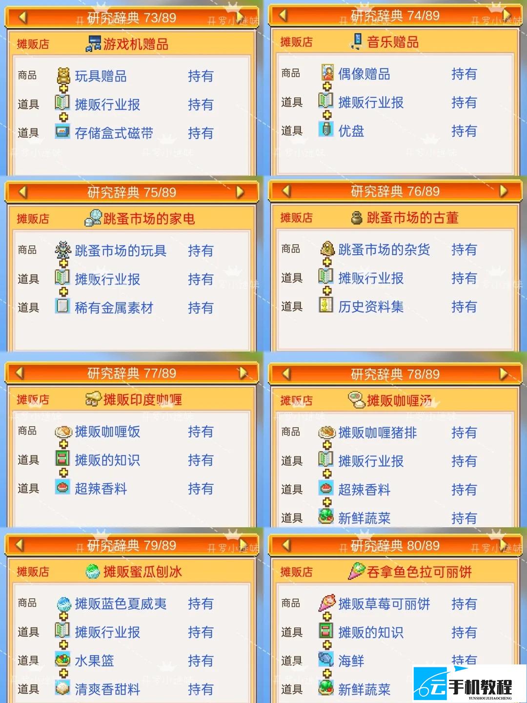 开罗梦想商店街物语研究辞典 组合大全