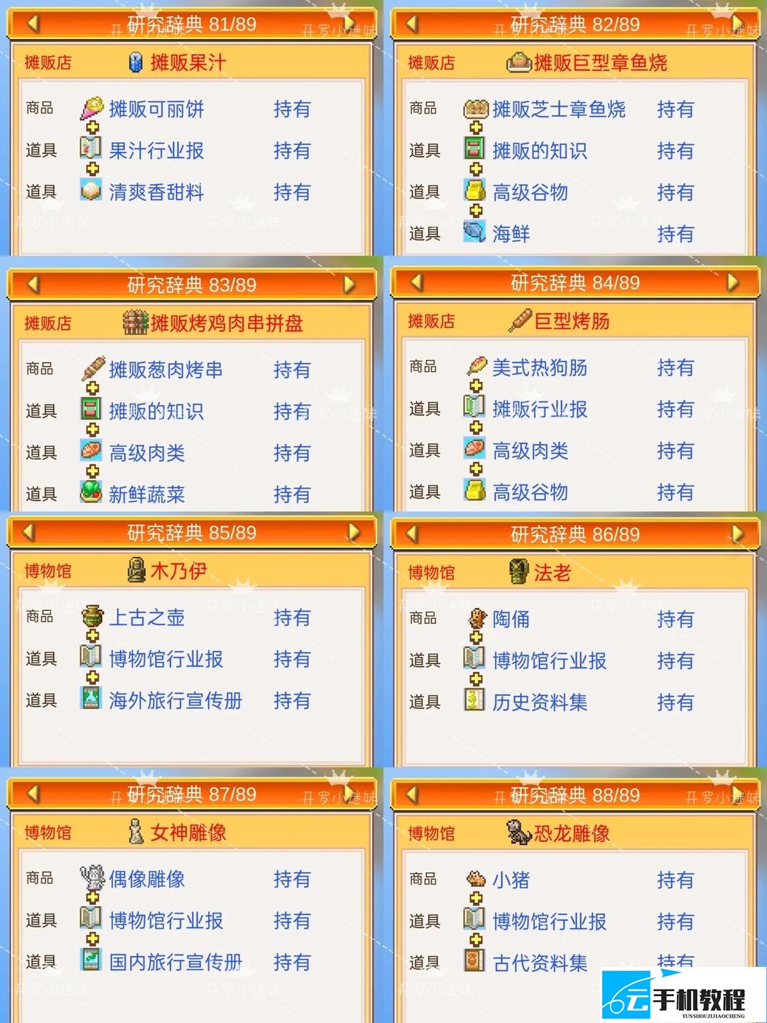 开罗梦想商店街物语研究辞典 组合大全