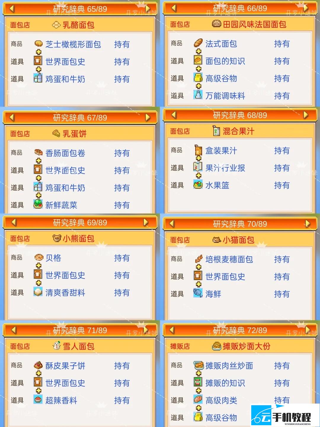 开罗梦想商店街物语研究辞典 组合大全